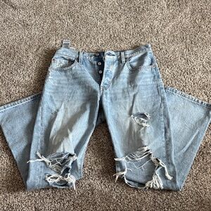 Levi’s Light Wash Distressed Button-Fly Jeans